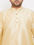 Vastramay Men's Plus Size Golden Silk Blend Curved Kurta Dhoti Set